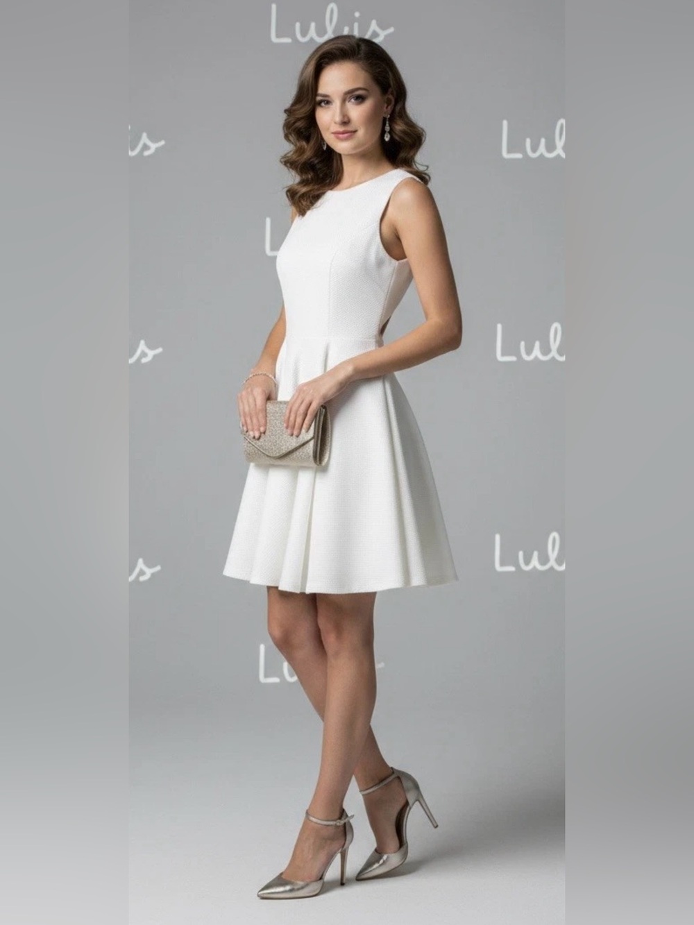 Lulu's White Sleeveless A-Line Mini Dress, exclusively, cóctel, cena, party, lux